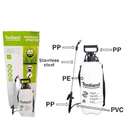 Pulvérisateur de Jardinage Extérieur 8 litres TOOLLAND - Pression Préalable, Lance Ajustable